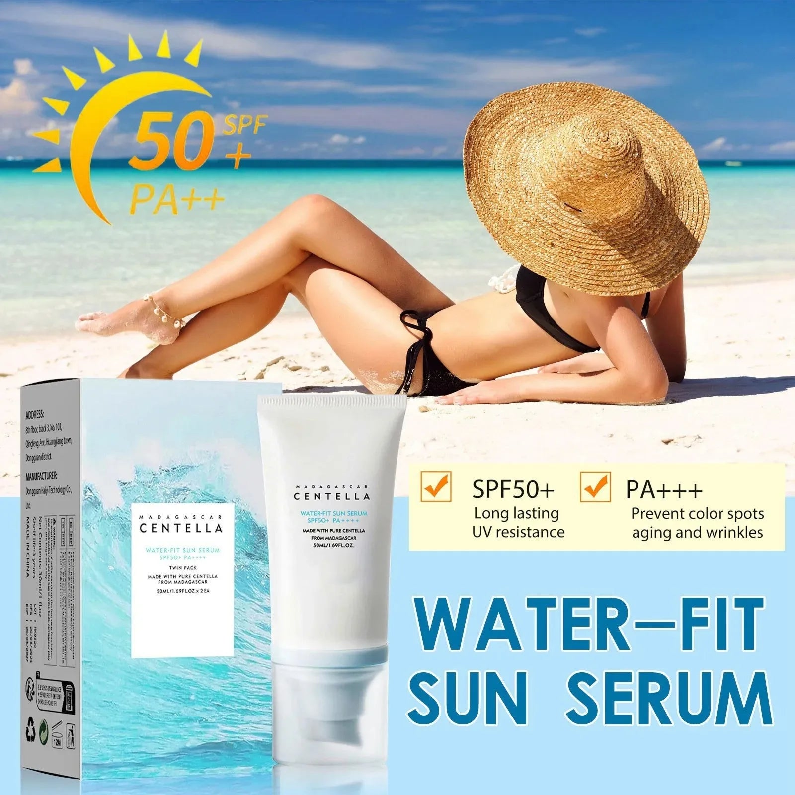 SKIN1004 Madagascar Centella Hyalu-Cica Water-Fit Sun Serum SPF50+ PA++++